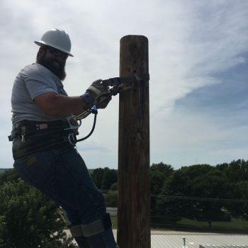 On top of a 55' at Doniphan Electric Cooperative office in Troy Kansas